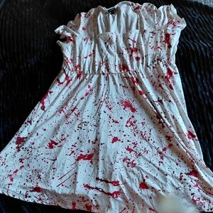 Torrid White Dress with Red Pattern